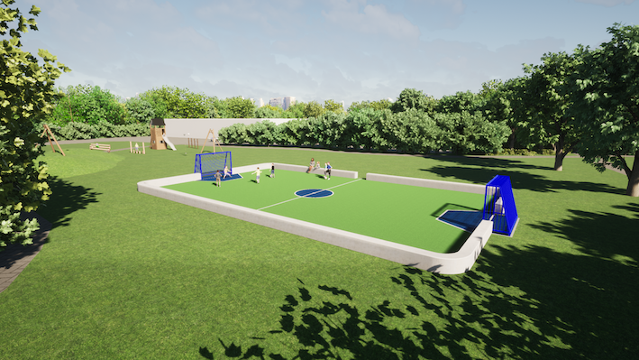 Urban Fields Sportveld met betonelementen